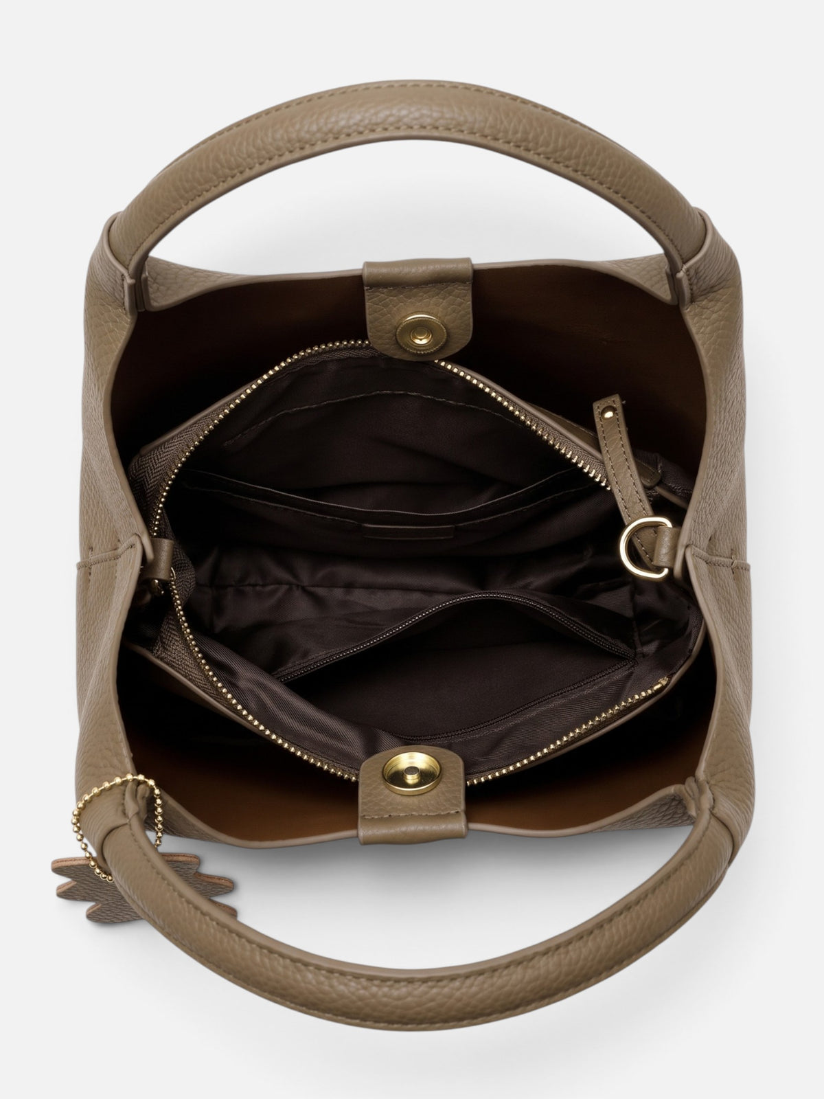 Women's Leather Look Charm Detail Hobo Bag