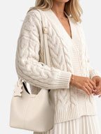 Women's Leather Look Charm Detail Hobo Bag