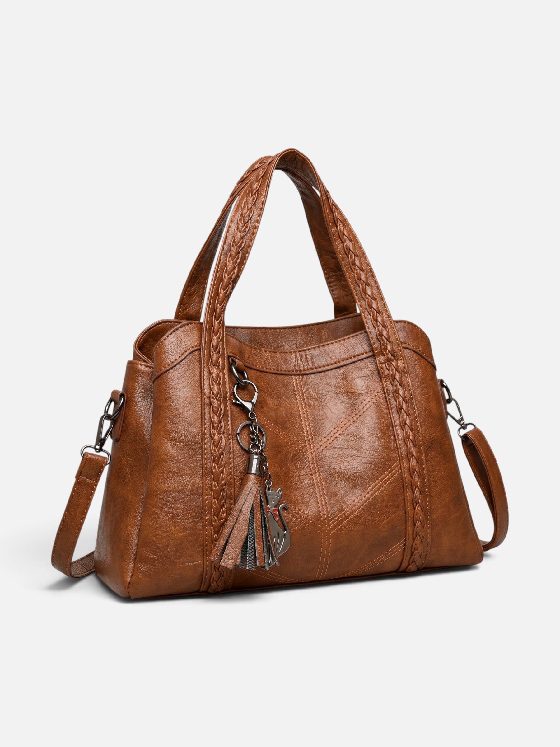 Sac Cabas Femme en Cuir à Anses Tressées