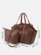 Sac Cabas Femme Simili Cuir Lisse Porté Épaule avec Pochette