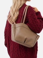 Sac Cabas Femme Simili Cuir Lisse Porté Épaule avec Pochette