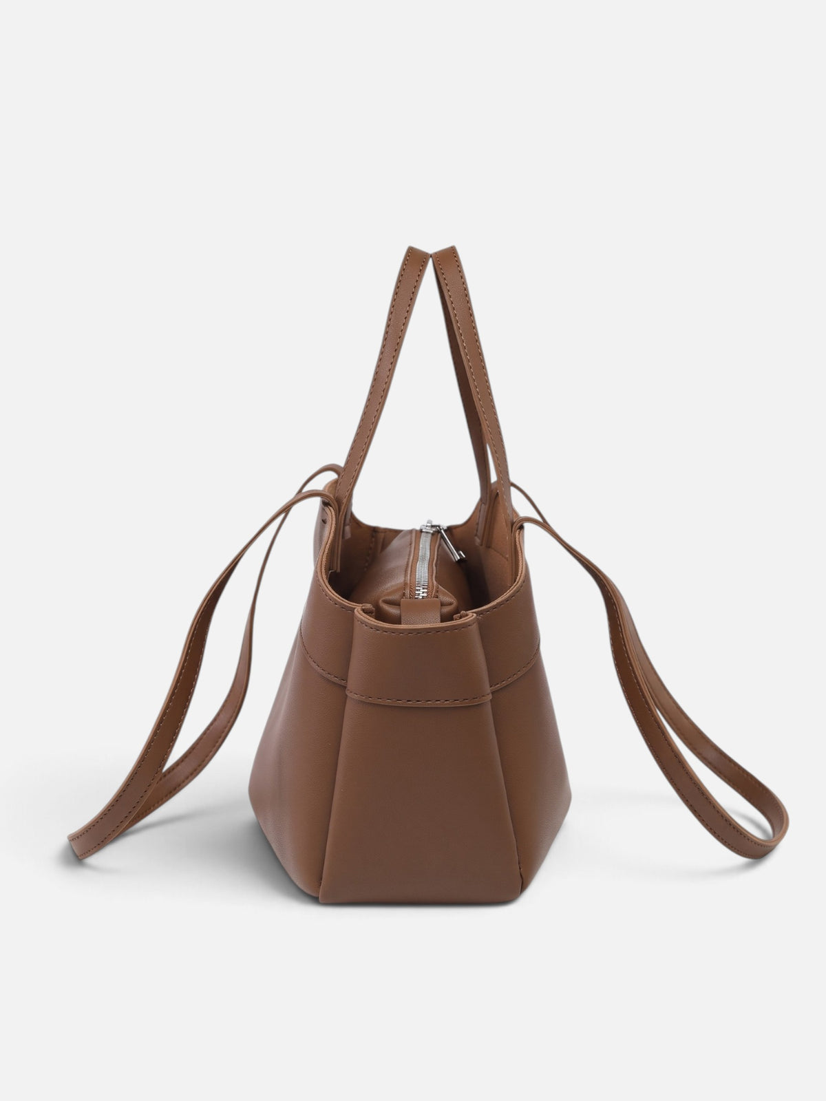 Sac Cabas Femme Simili Cuir Lisse Porté Épaule avec Pochette