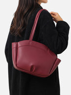 Sac Cabas Femme Simili Cuir Lisse Porté Épaule avec Pochette