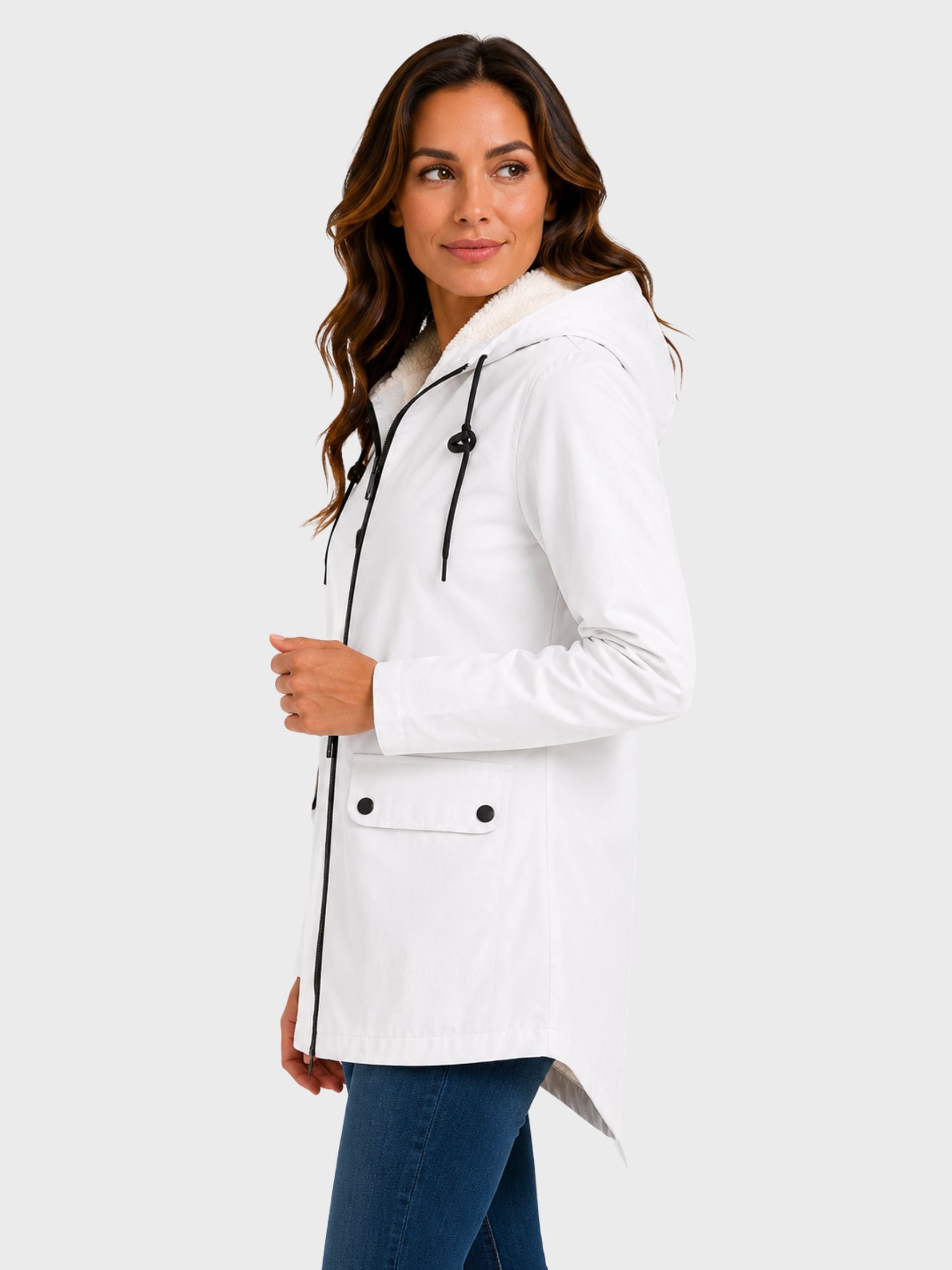Parka Femme Imperméable à Capuche Fourrée