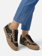 Dámské tenisky v retro stylu s leopardím vzorem a gumovou podrážkou