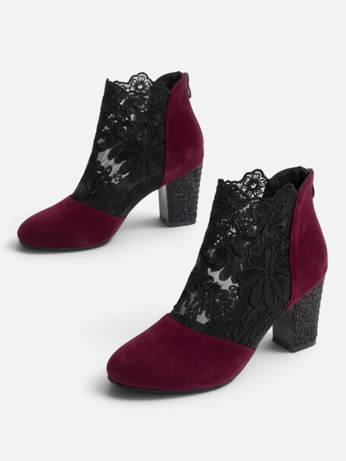 Bottines Femme Dentelle Talon Strassé