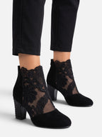 Bottines Femme Dentelle Talon Strassé