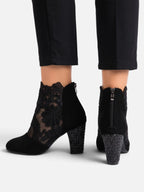 Bottines Femme Dentelle Talon Strassé