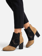Bottines Femme Dentelle Talon Strassé