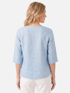 Blouse Femme en Lin Col V Boutons Bois