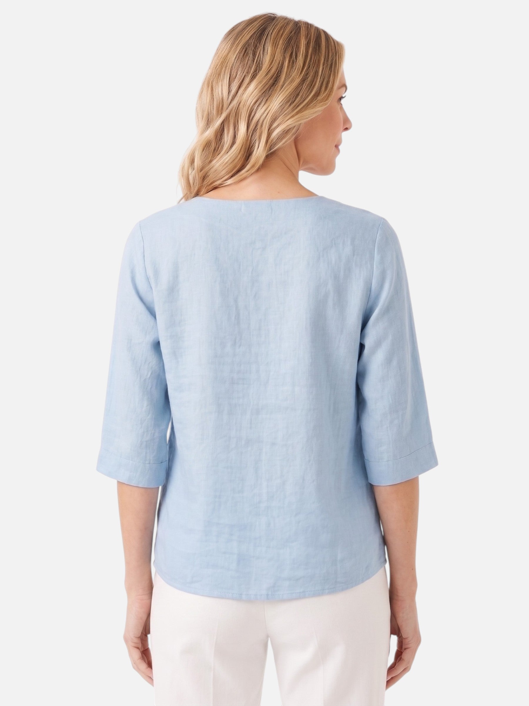 Blouse Femme en Lin Col V Boutons Bois