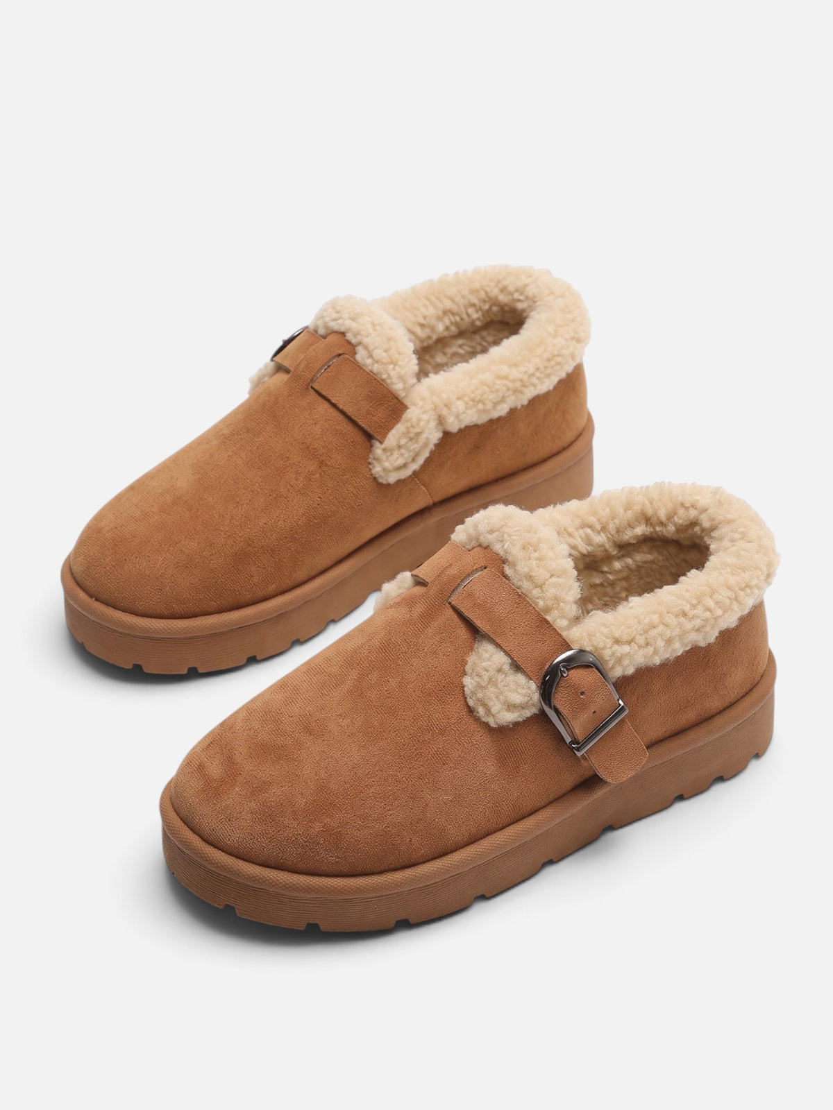 Women's Suede Look Sherpa Buckle Mule Clogs