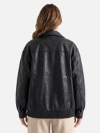 Blouson Bombardier Femme en Cuir Oversize