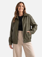 Blouson Bombardier Femme en Cuir Oversize