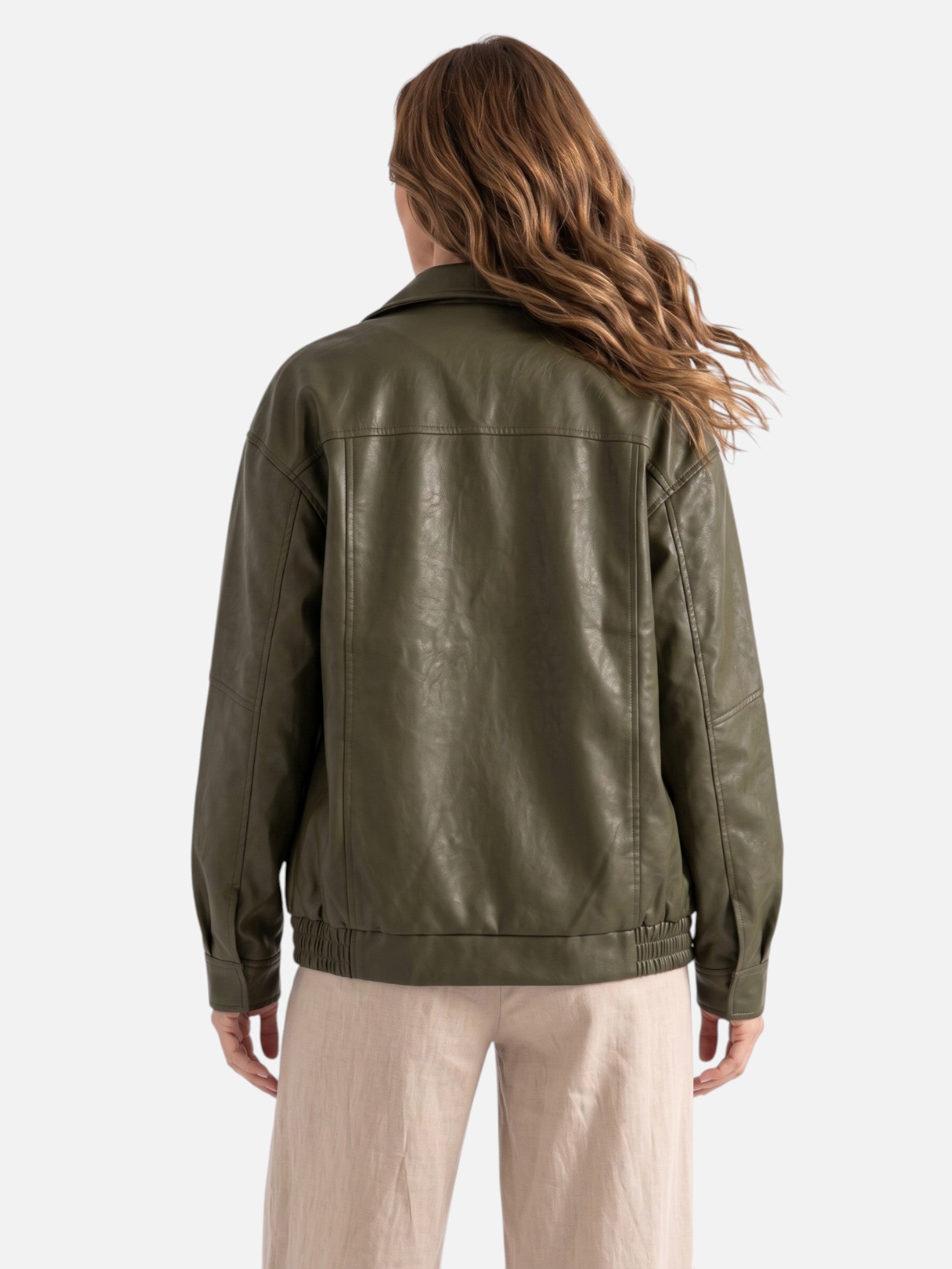 Blouson Bombardier Femme en Cuir Oversize