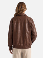 Blouson Bombardier Femme en Cuir Oversize