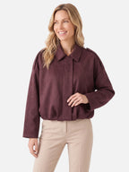 Veste Femme Courte en Daim Oversize Zippée