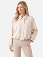 Veste Femme Courte en Daim Oversize Zippée
