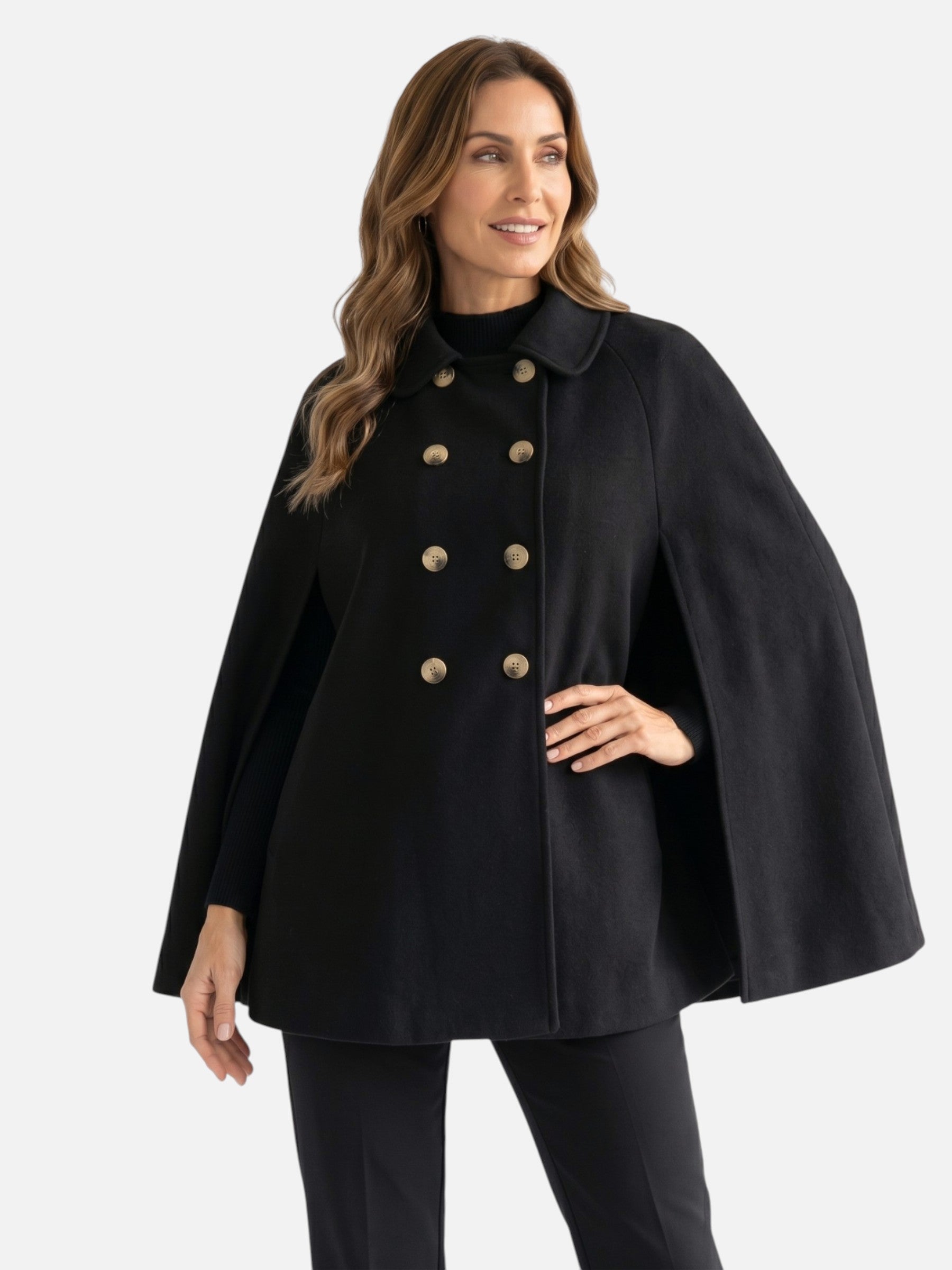 Manteau Cape Femme Croisé Boutonné