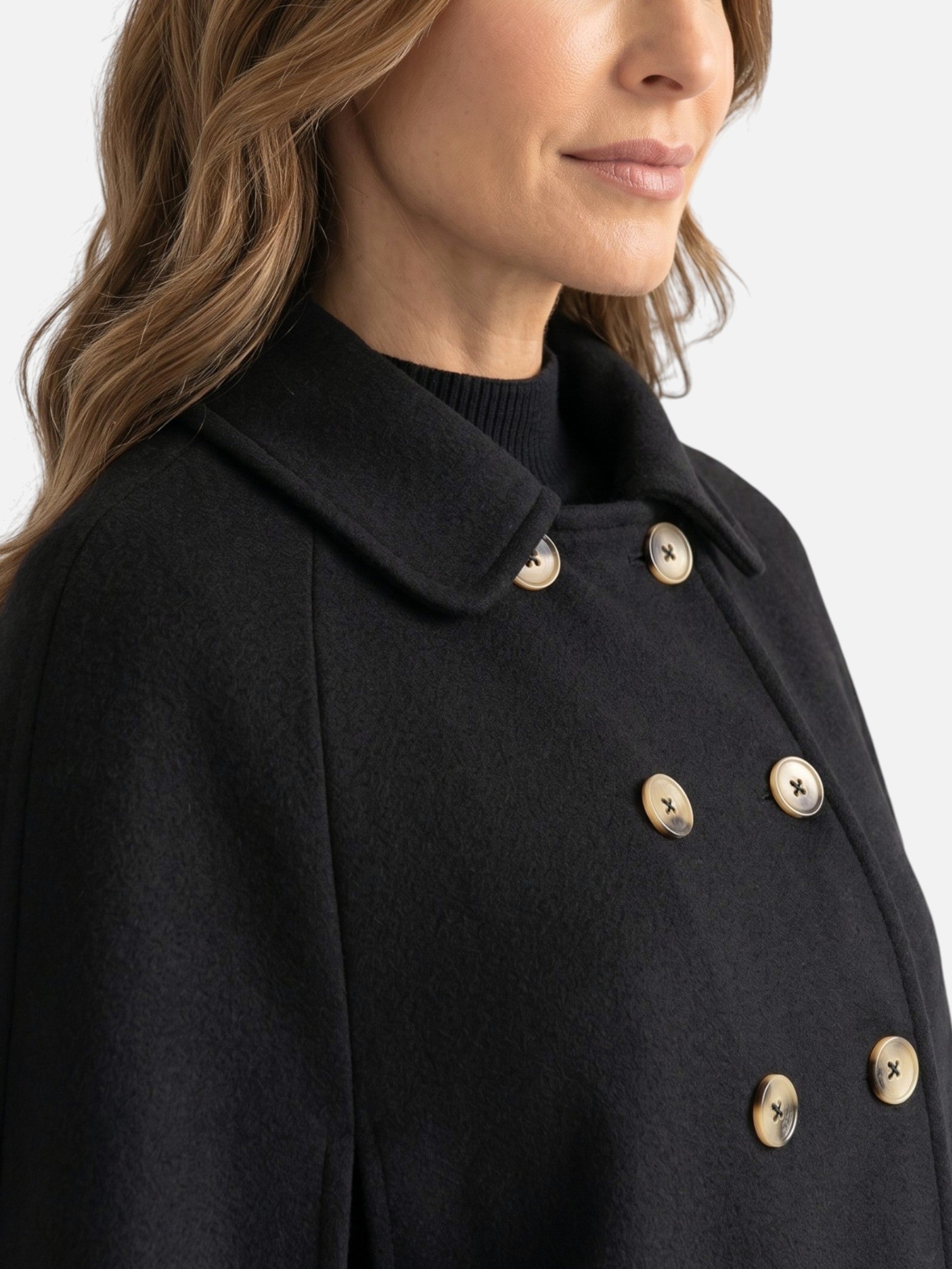 Manteau Cape Femme Croisé Boutonné