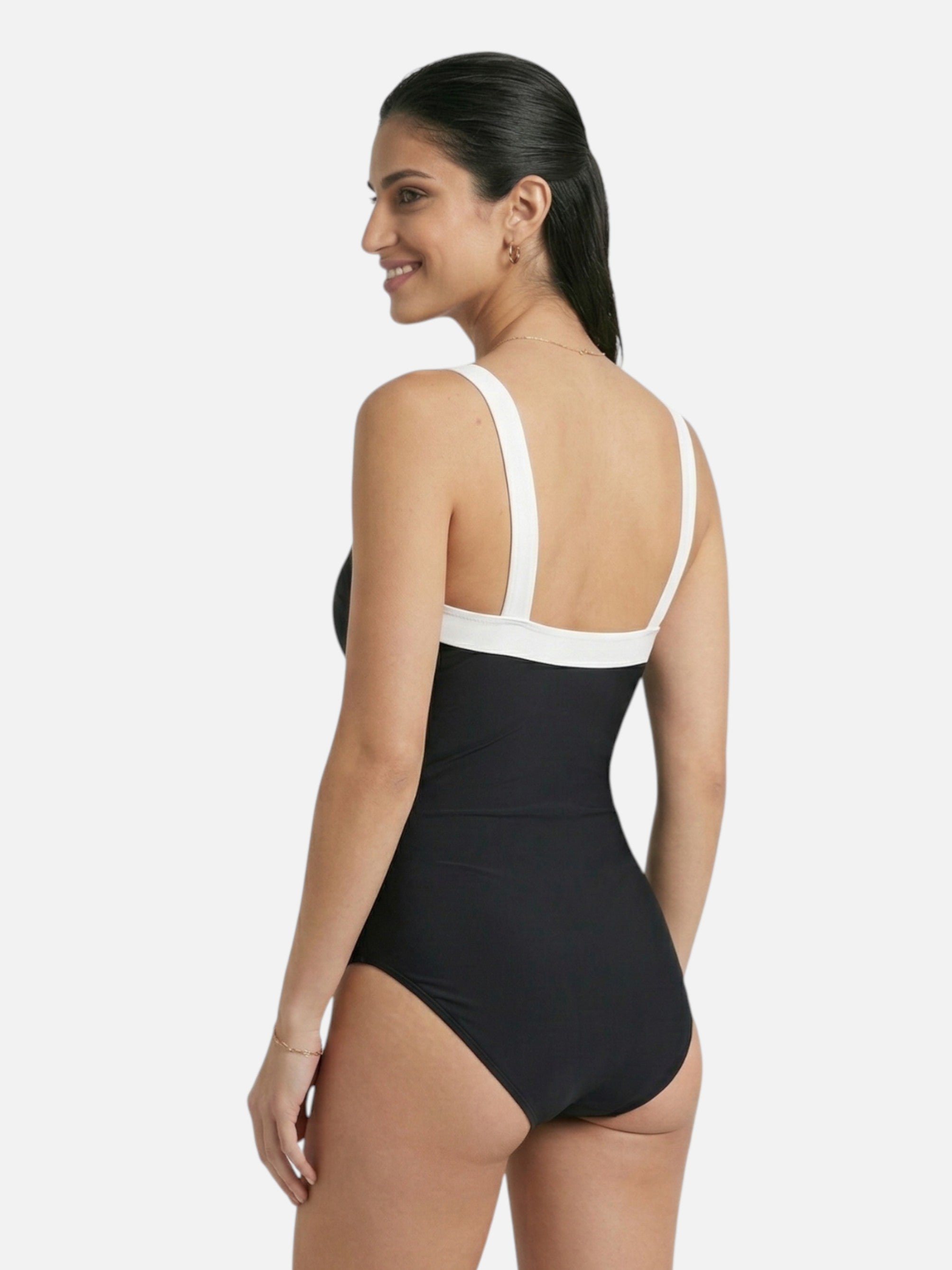 Maillot de bain une pièce femme bordures contrastées