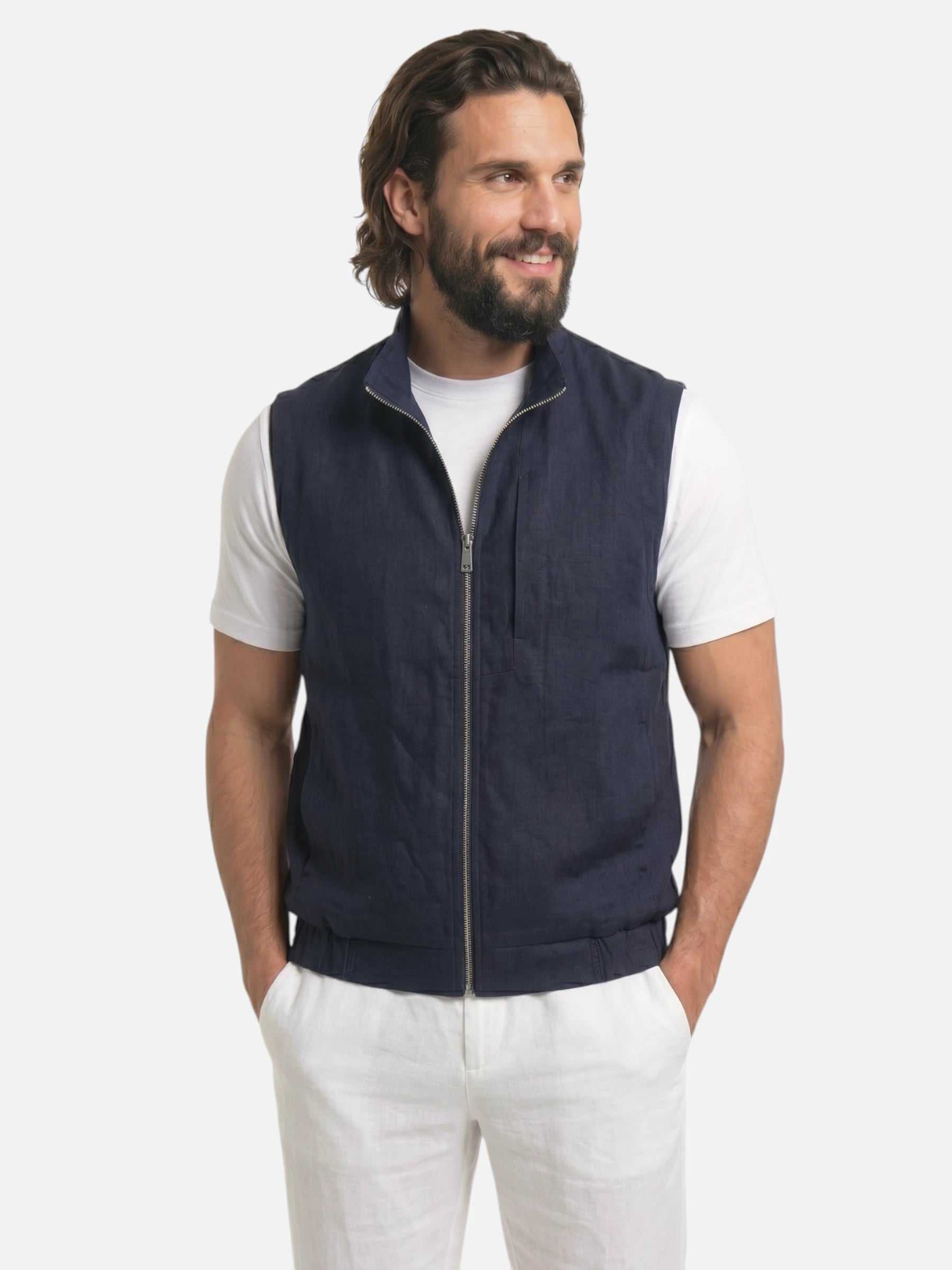 Gilet homme zippé col montant et poches latérales