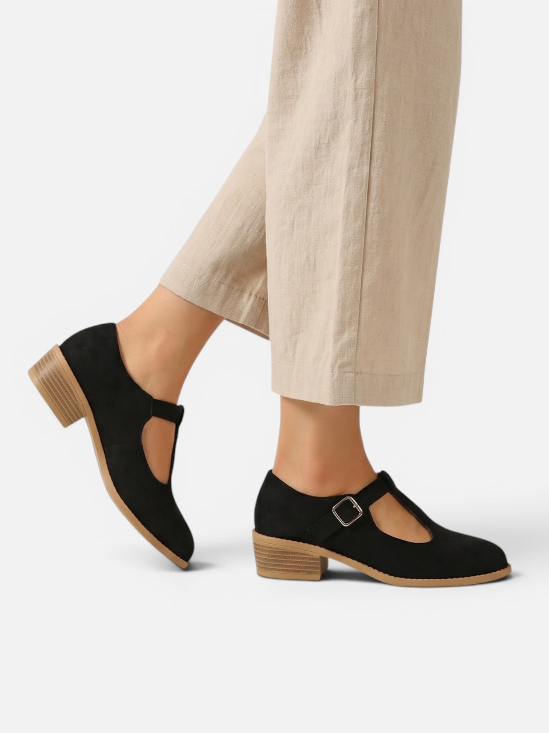 Chaussures Mary Jane femme à bride avec boucle et petit talon carré