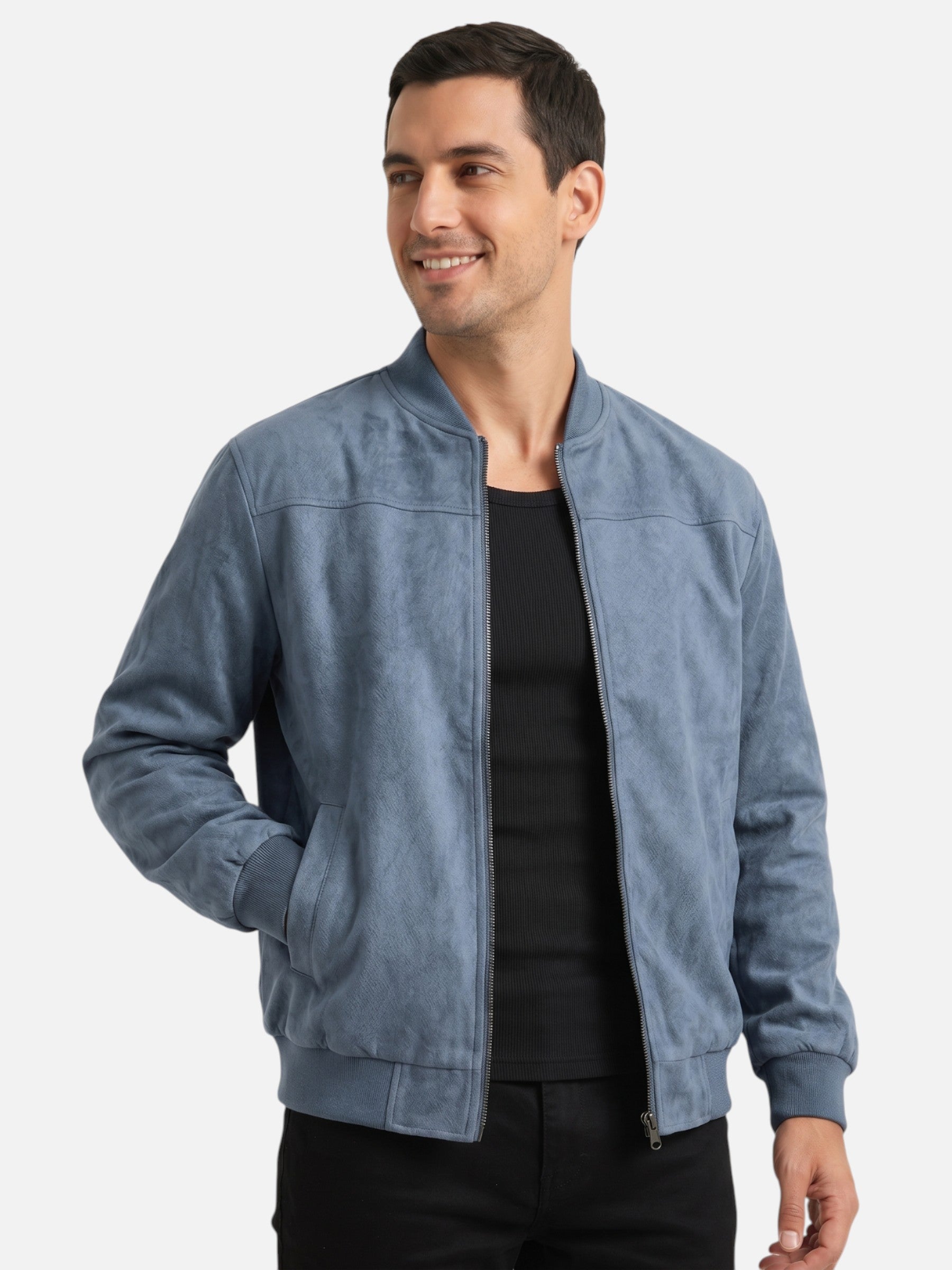 Blouson bomber effet suédine avec fermeture zippée pour homme