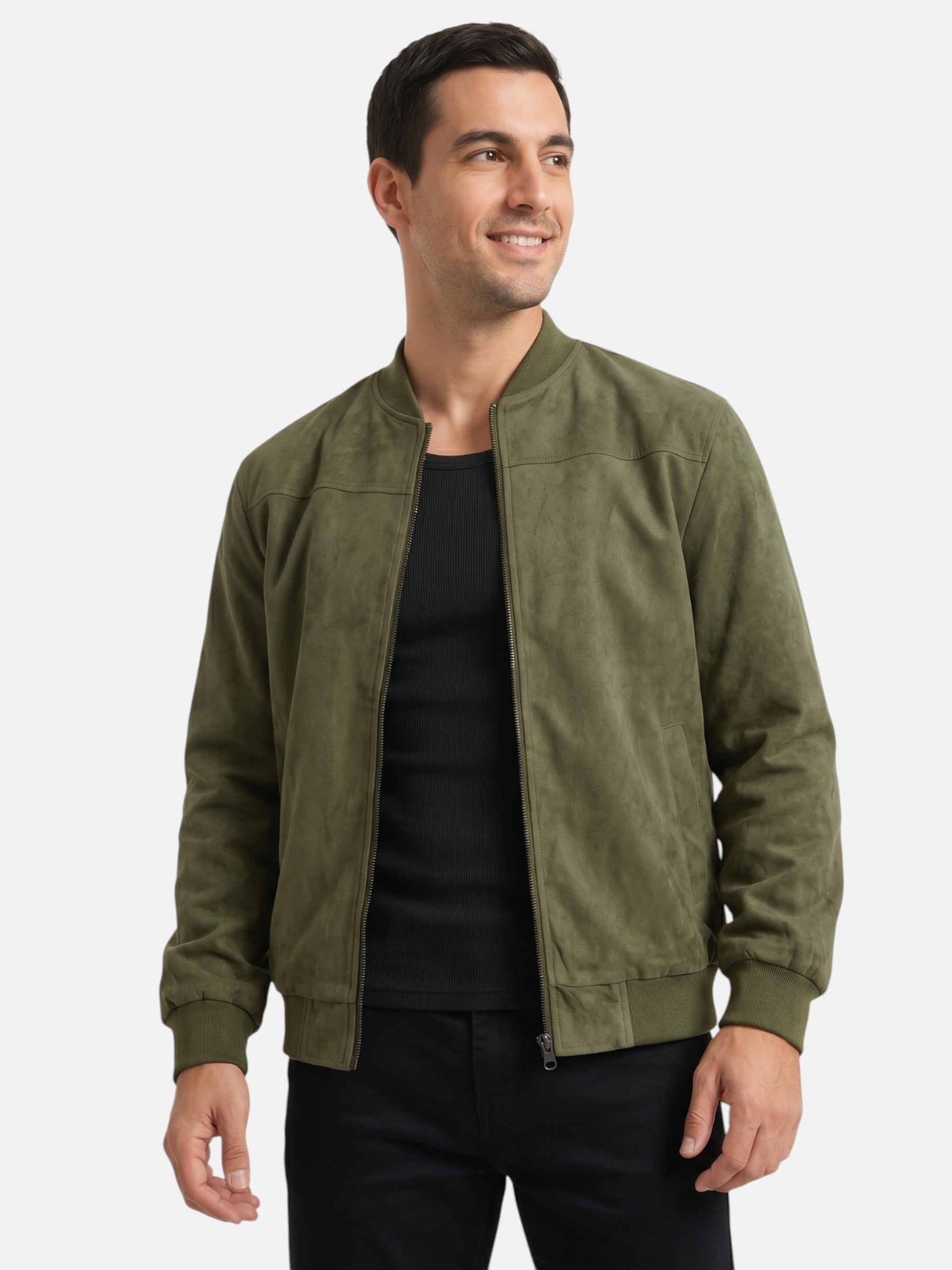 Blouson bomber effet suédine avec fermeture zippée pour homme