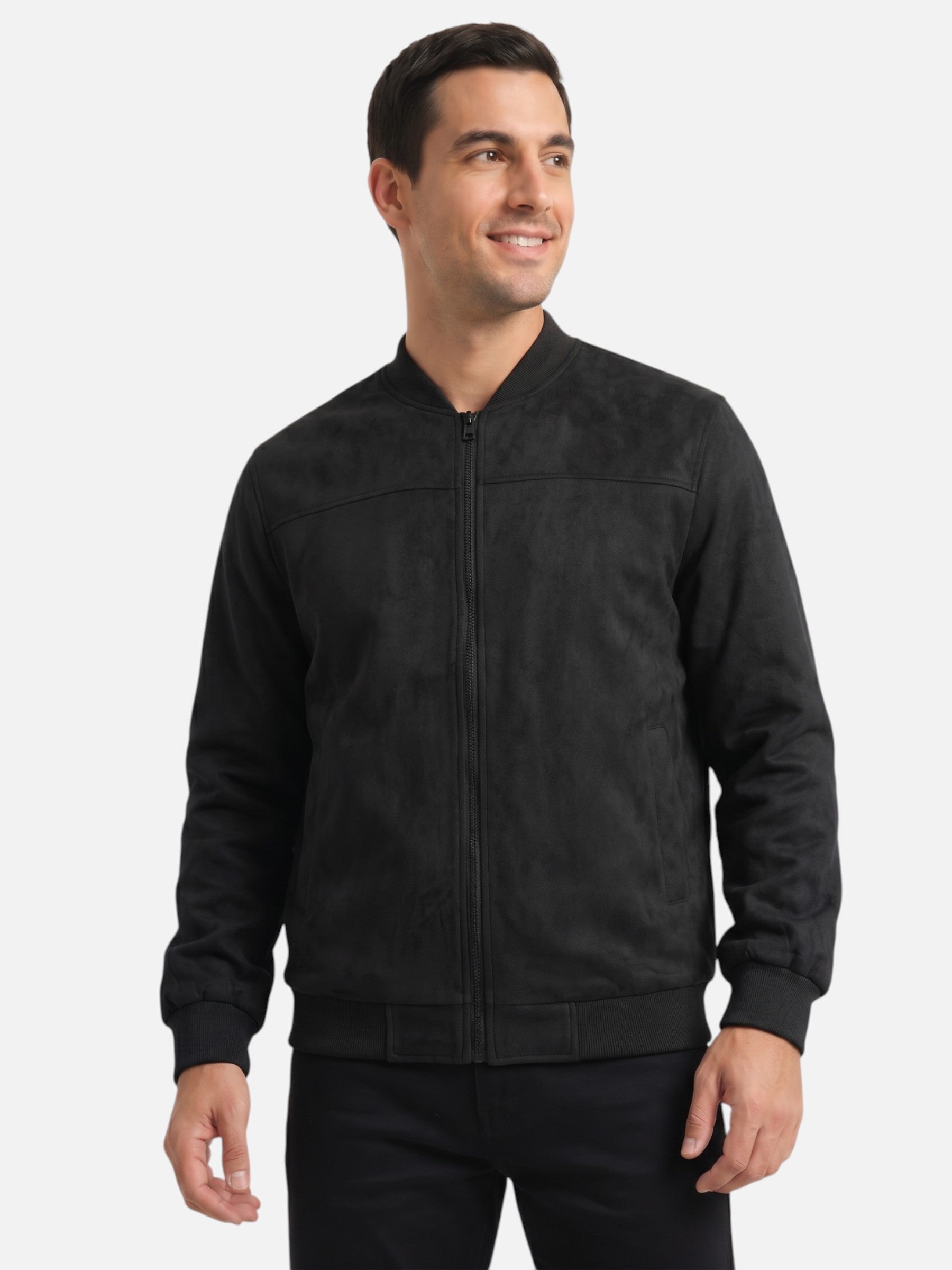 Blouson bomber effet suédine avec fermeture zippée pour homme