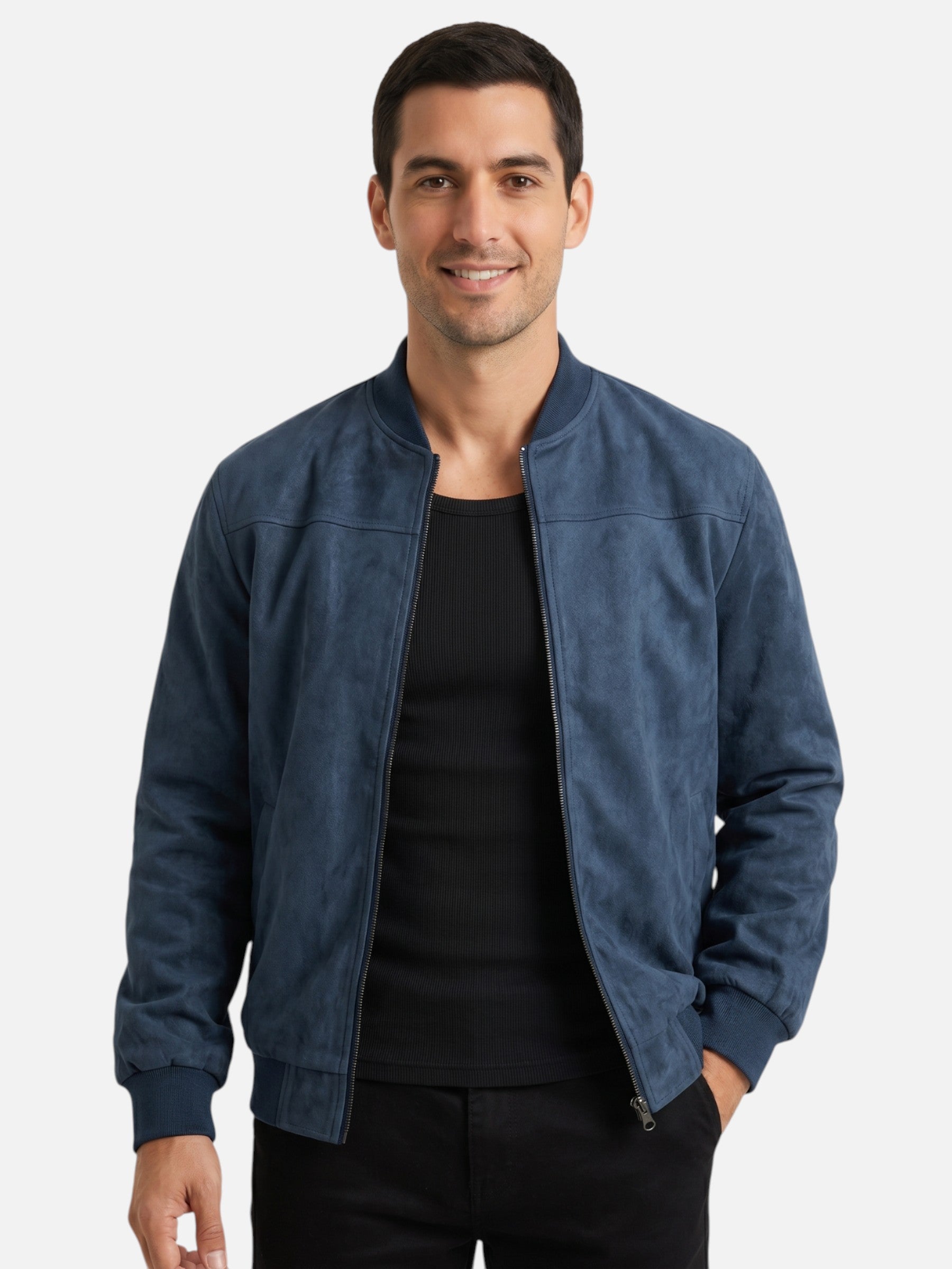 Blouson bomber effet suédine avec fermeture zippée pour homme