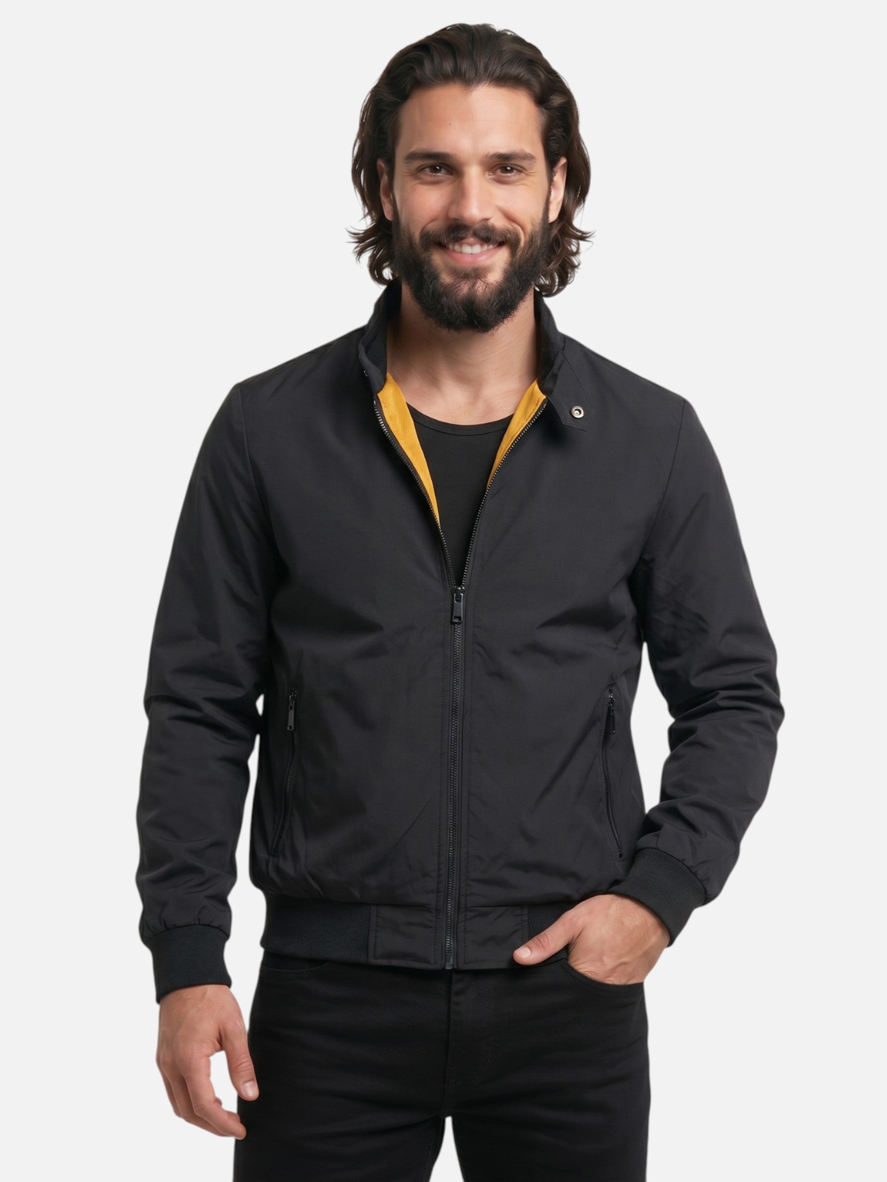 Blouson léger à fermeture zippée et col montant pour homme