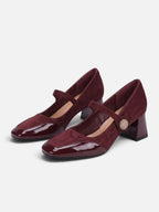 Babies à Talon Femme Suédine Jacquard Bout Verni