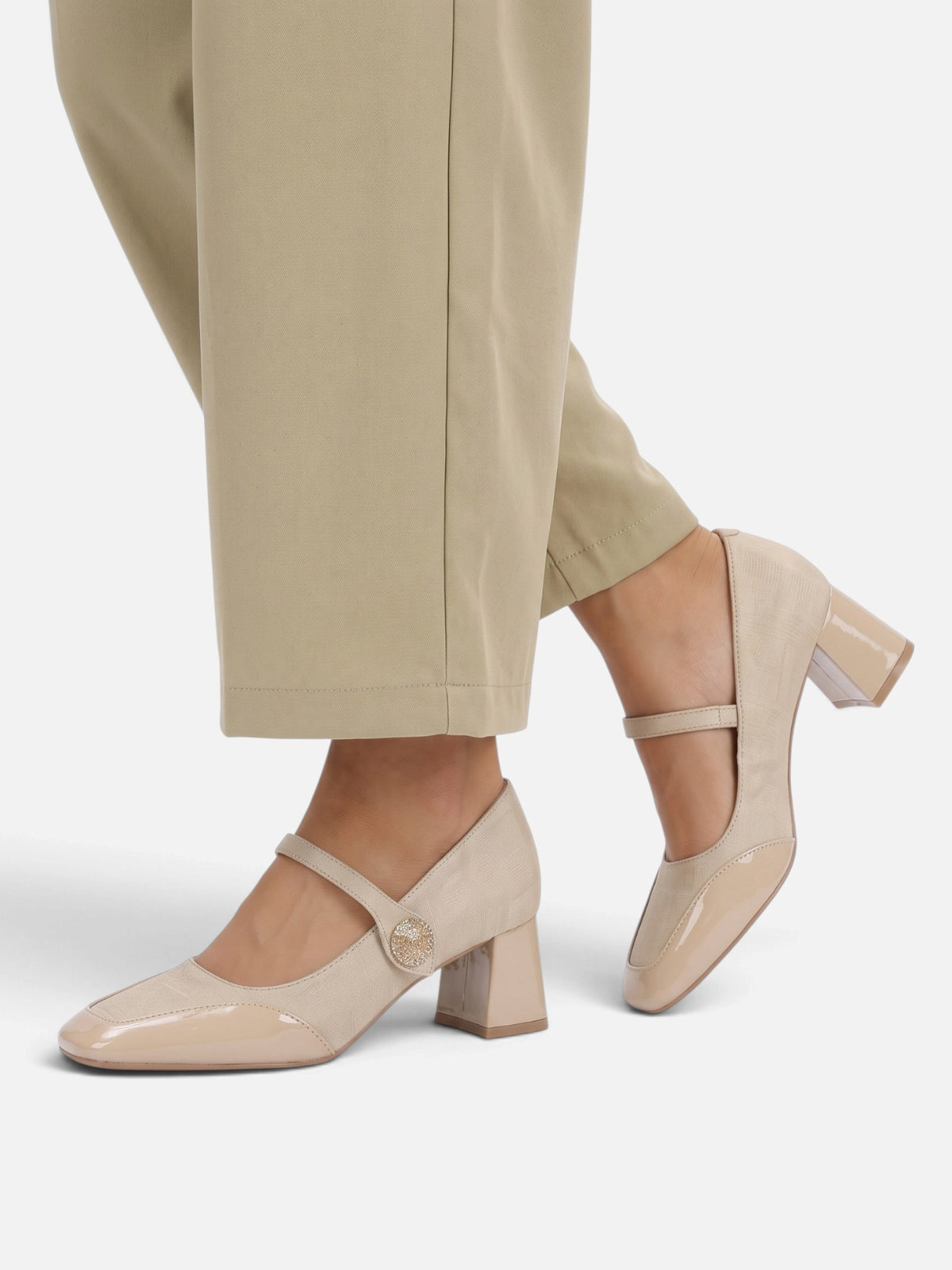 Babies à Talon Femme Suédine Jacquard Bout Verni