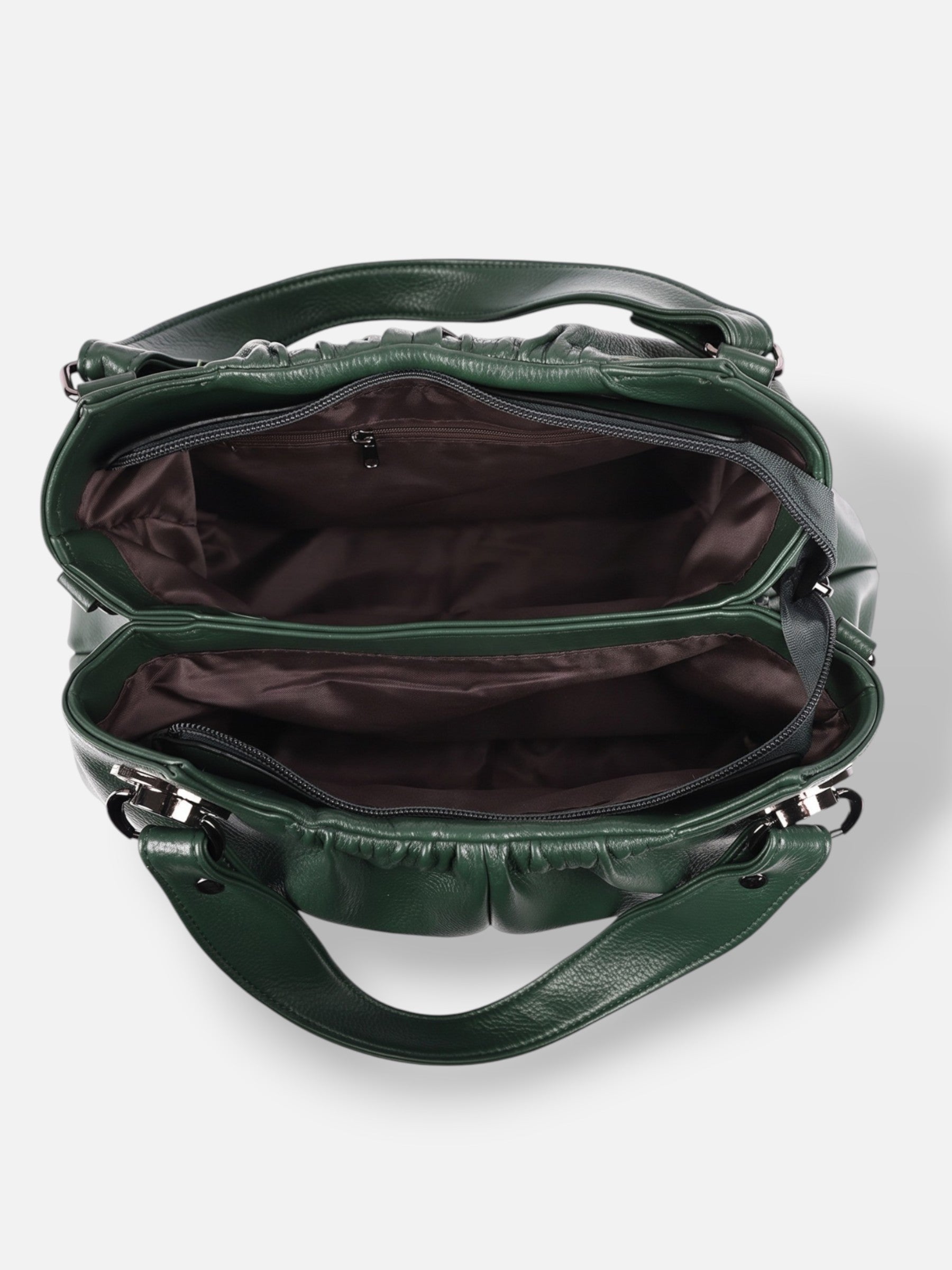Women's Leather Look Ruched Shoulder Bag