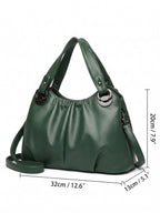 Women's Leather Look Ruched Shoulder Bag