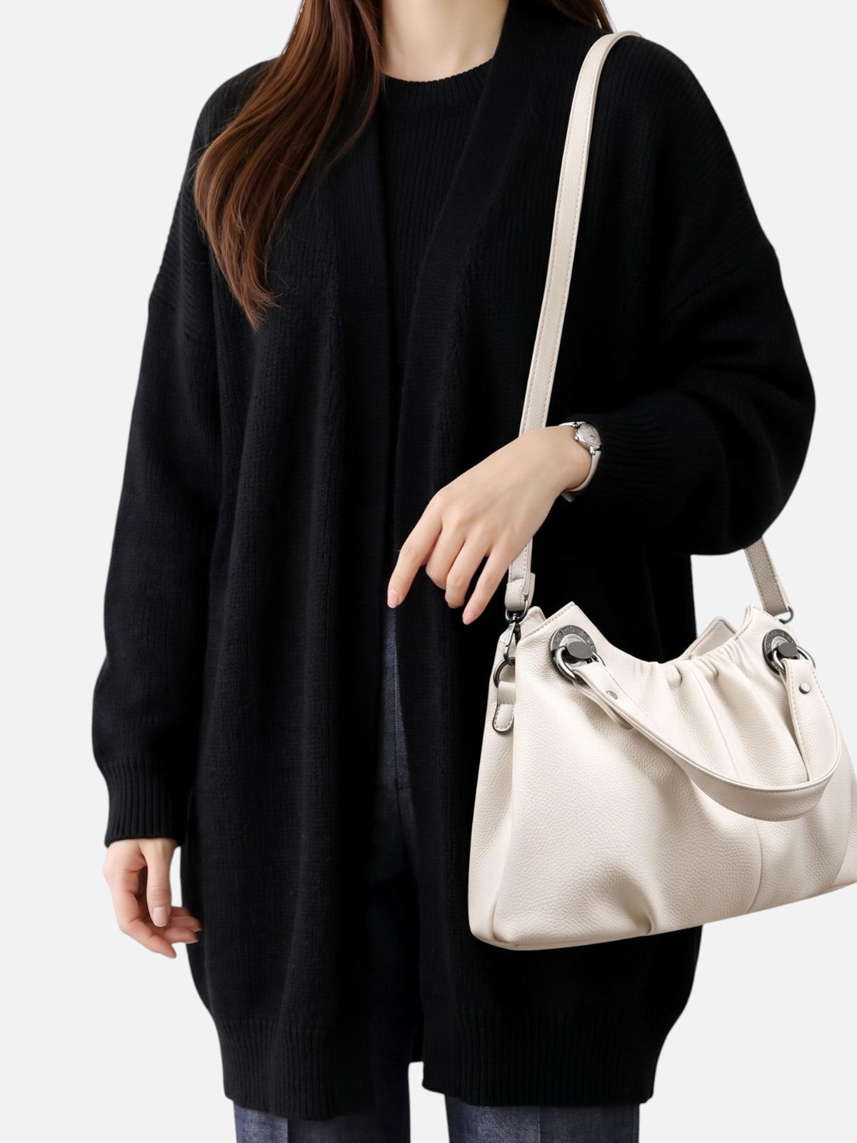 Women's Leather Look Ruched Shoulder Bag