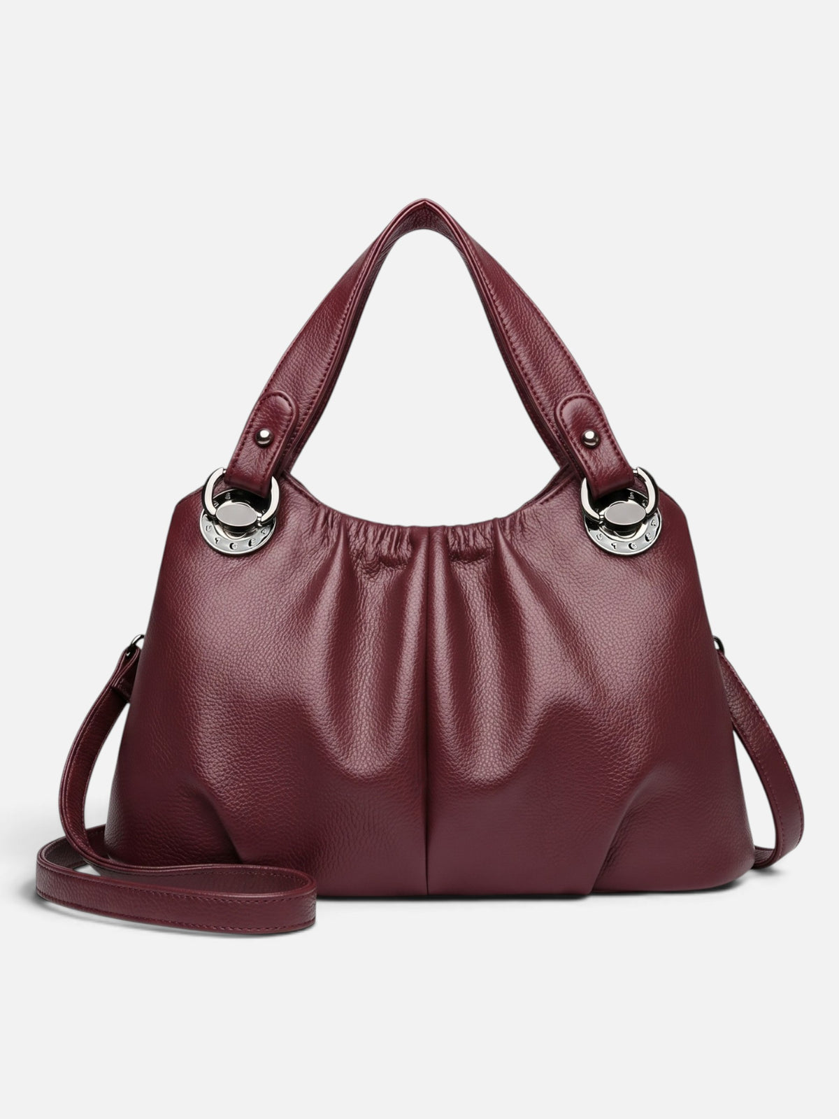 Women's Leather Look Ruched Shoulder Bag