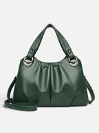 Women's Leather Look Ruched Shoulder Bag