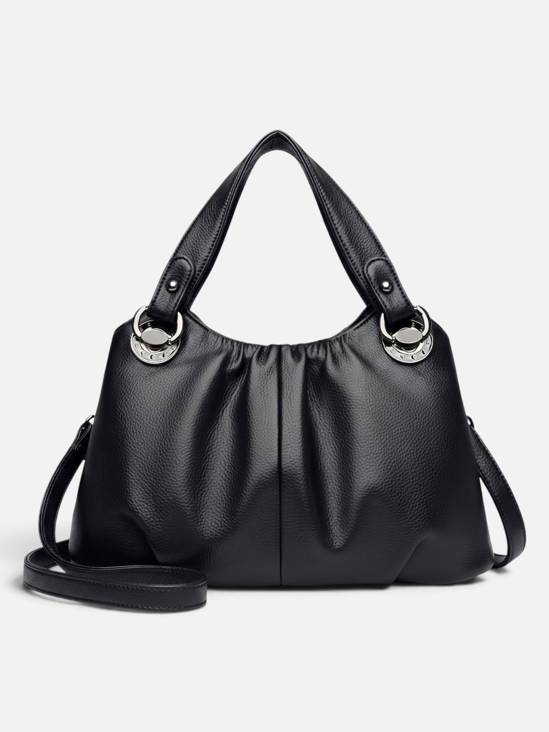 Women's Leather Look Ruched Shoulder Bag