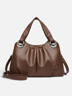 Women's Leather Look Ruched Shoulder Bag