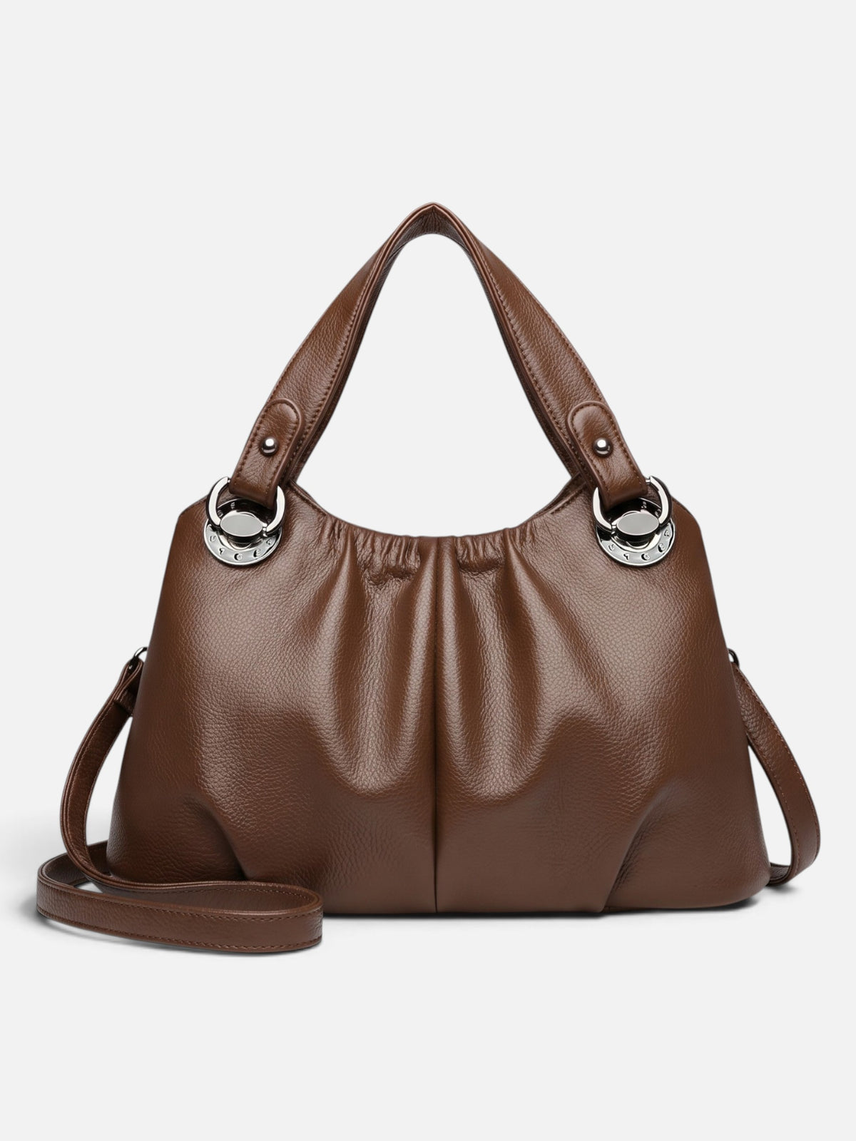 Women's Leather Look Ruched Shoulder Bag