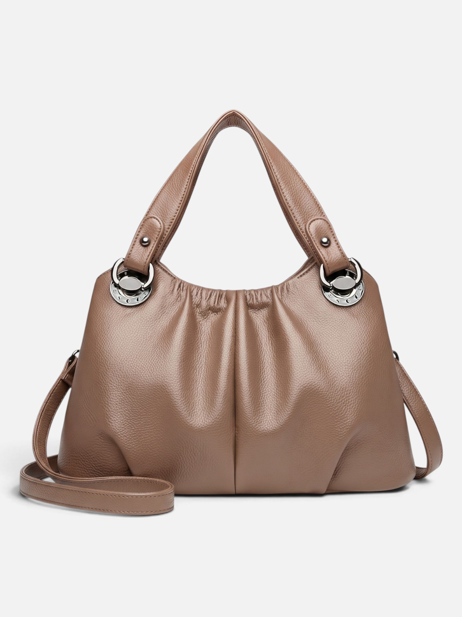 Women's Leather Look Ruched Shoulder Bag