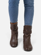 Bottes Femme Cuir Slouchy Mi-Mollet