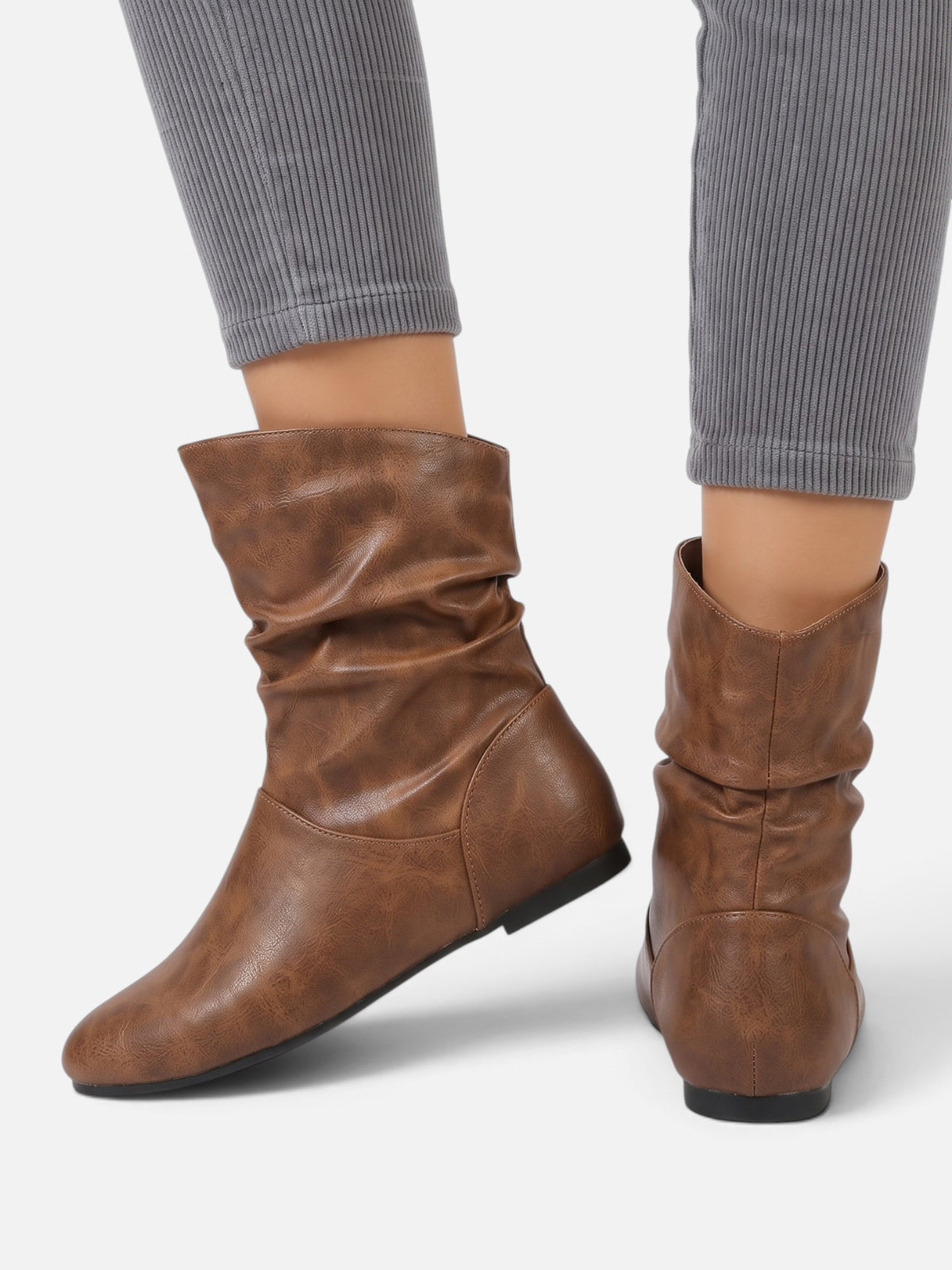 Bottes Femme Cuir Slouchy Mi-Mollet