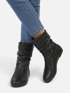 Bottes Femme Cuir Slouchy Mi-Mollet