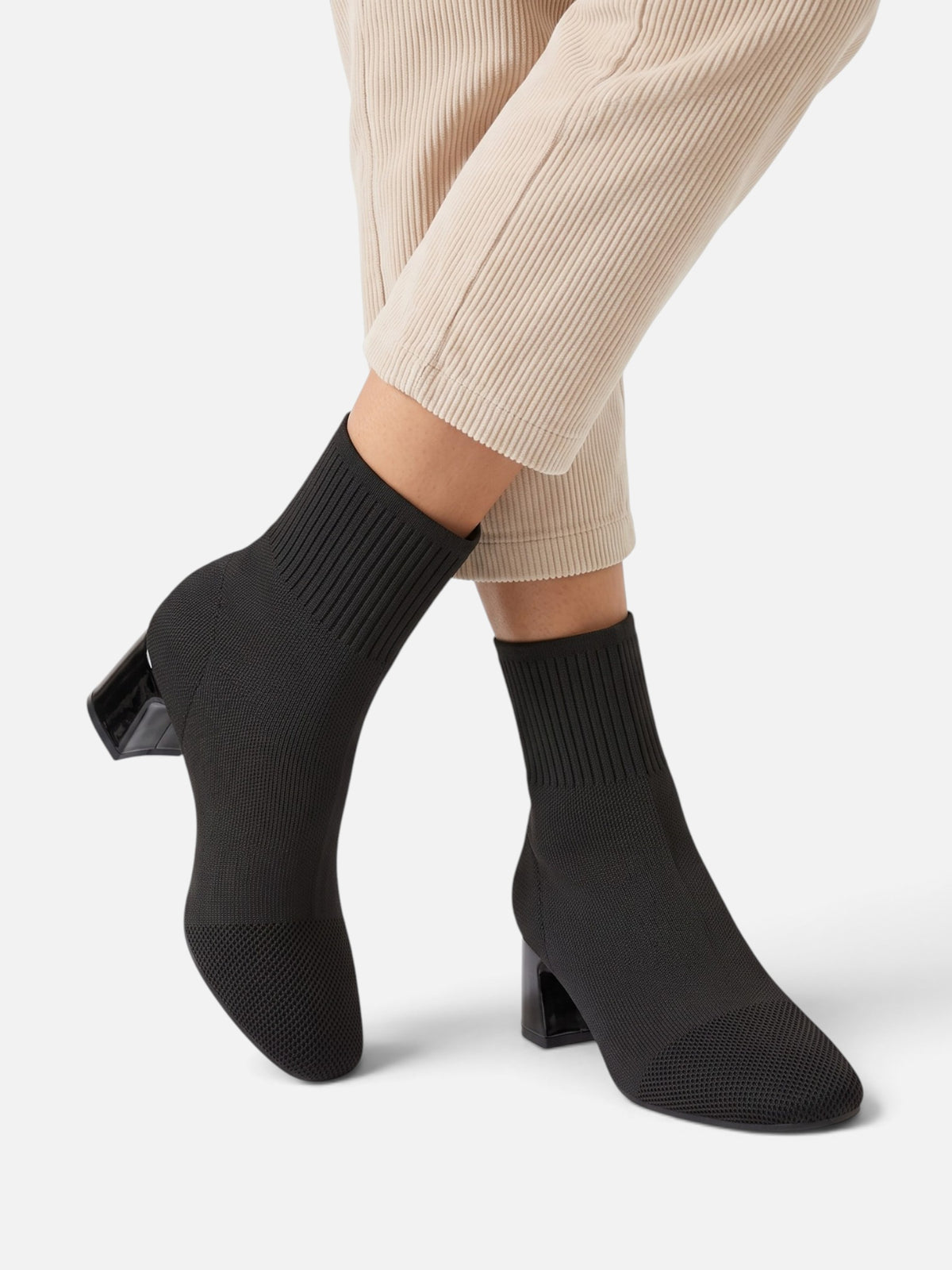 Bottines Chaussette Femme Talon Bloc