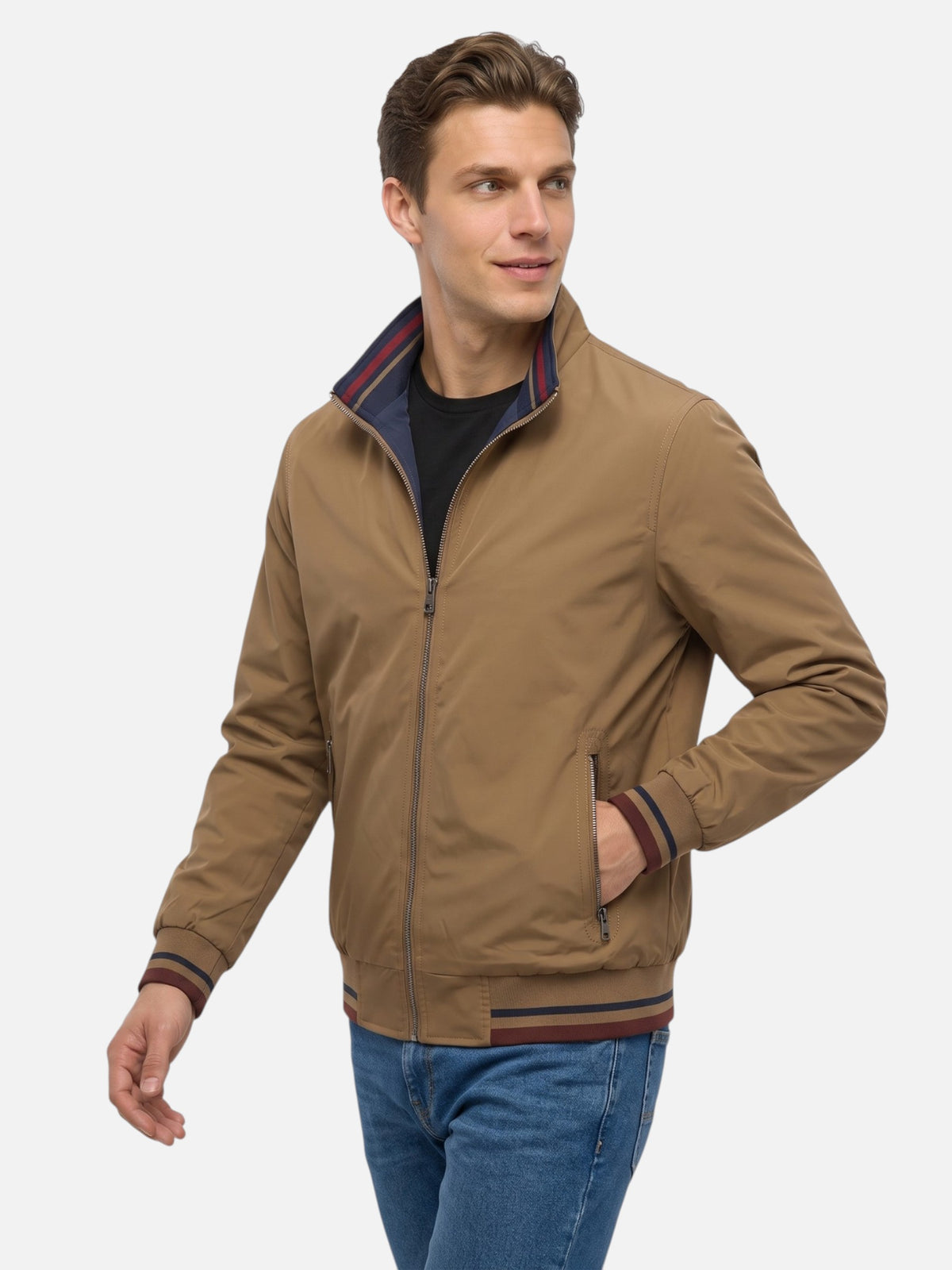 Veste Harrington Homme à Rayures Zippée