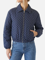 Blouson Bombardier Femme Court à Pois