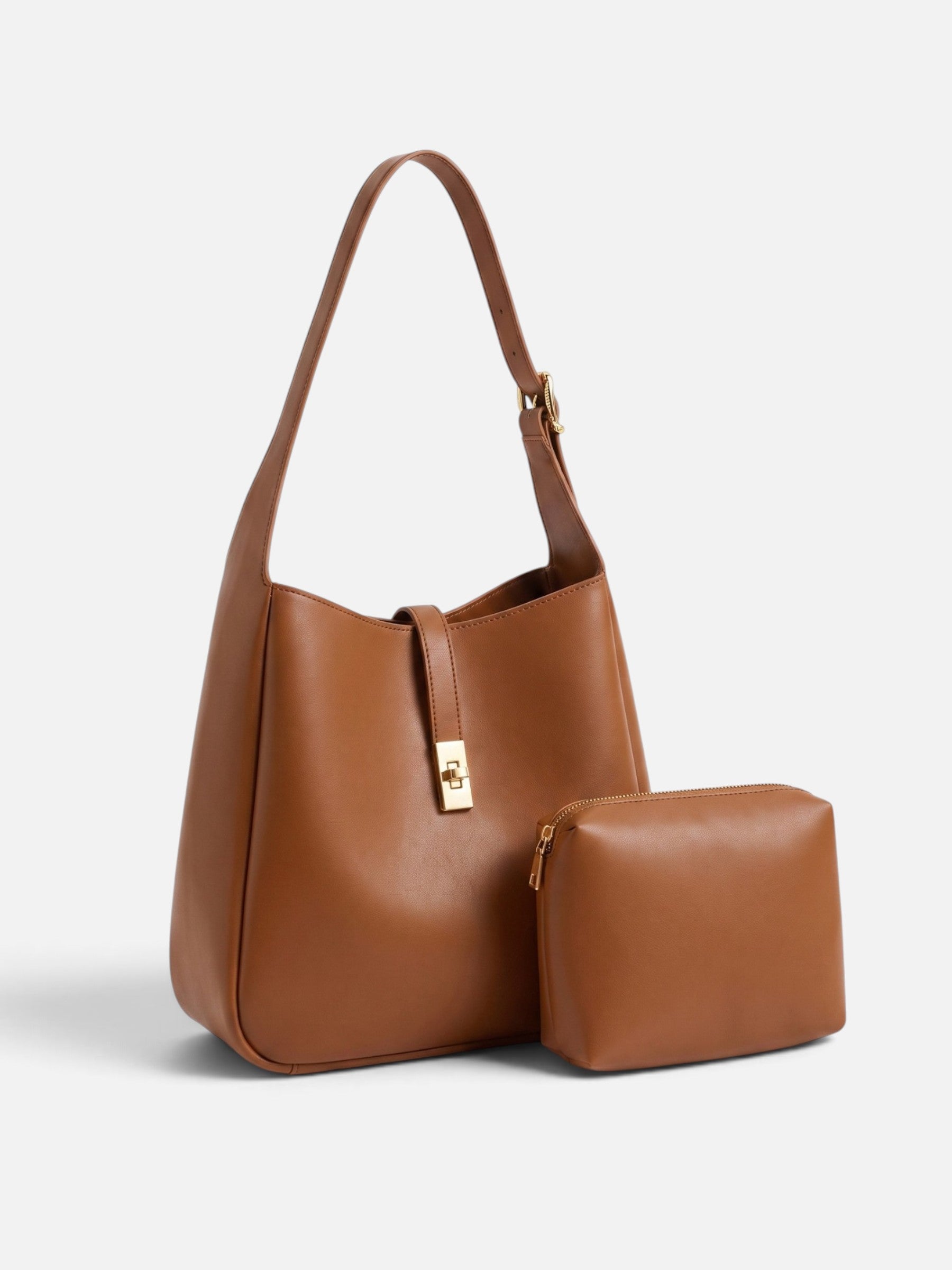 Sac Hobo Femme Cuir Fermoir Tournant Avec Pochette